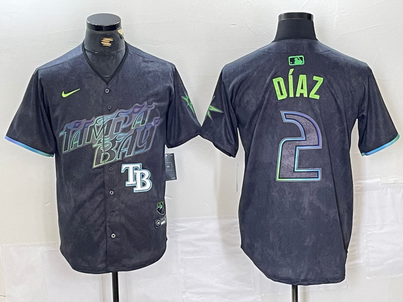 Men Tampa Bay Rays 2 Yandy Diaz Nike MLB Limited City Connect Black 2024 Jersey style 2